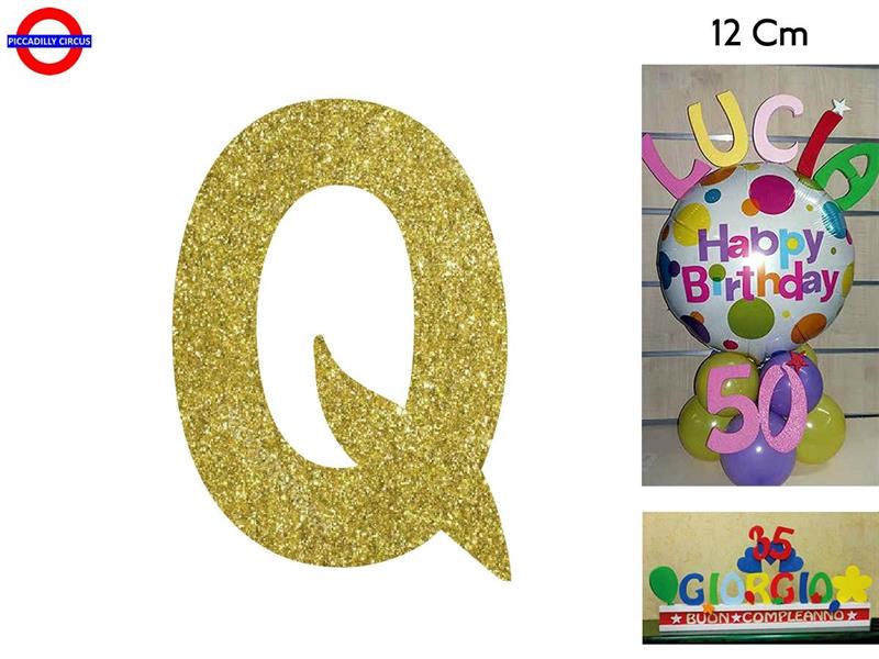 LETTERA Q POLISTIROLO GLITTER ORO CM.12