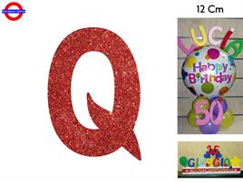 LETTERA Q POLISTIROLO GLITTER ROSSO CM.12