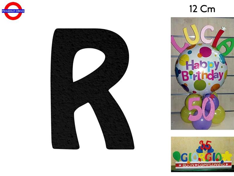 LETTERA R POLISTIROLO COLORATO NERO CM.12