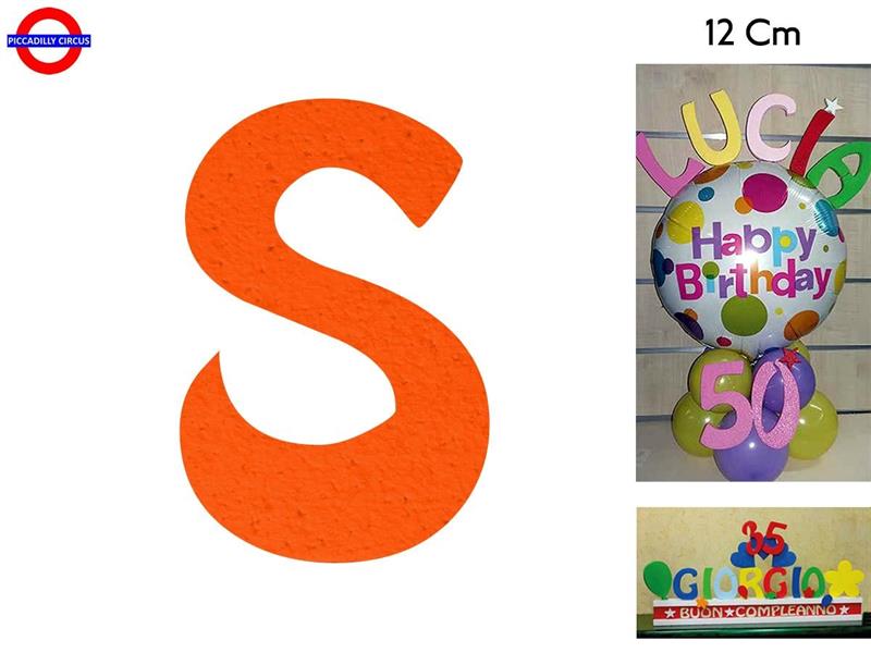 LETTERA S POLISTIROLO COLORATO ARANCIONE CM.12