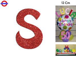 LETTERA S POLISTIROLO GLITTER ROSSO CM.12