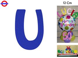 LETTERA U POLISTIROLO COLORATO BLU CM.12