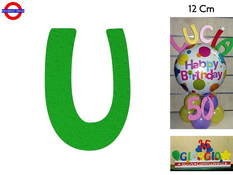 LETTERA U POLISTIROLO COLORATO VERDE CM.12