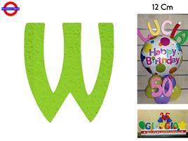 LETTERA W POLISTIROLO COLORATO VERDE LIME CM.12