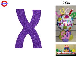 LETTERA X POLISTIROLO GLITTER VIOLA CM.12