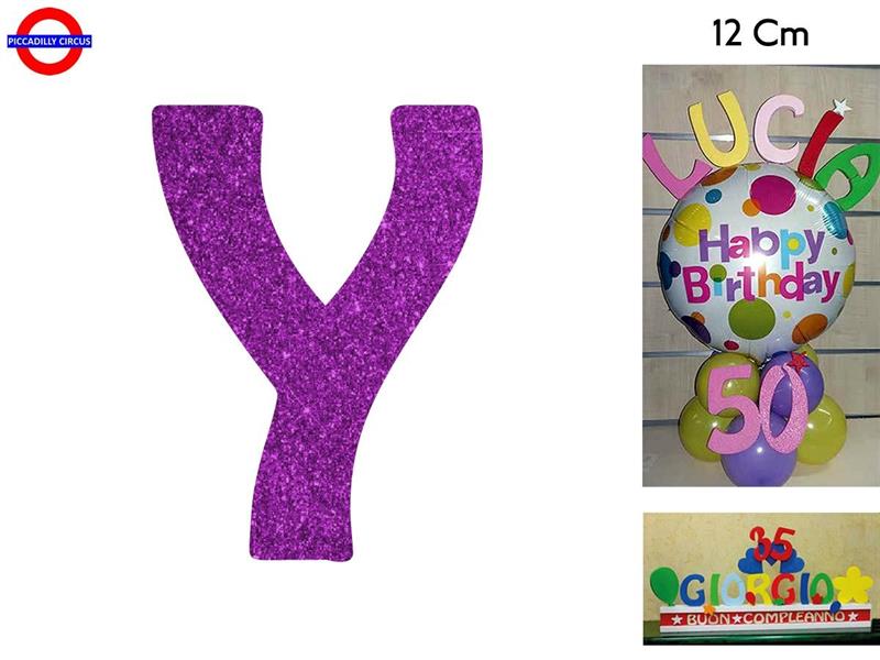 LETTERA Y POLISTIROLO GLITTER FUXIA CM.12