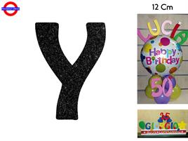 LETTERA Y POLISTIROLO GLITTER NERO CM.12