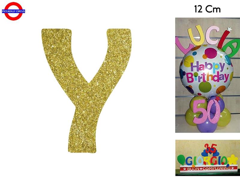 LETTERA Y POLISTIROLO GLITTER ORO CM.12