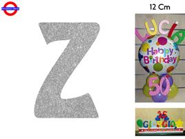 LETTERA Z POLISTIROLO GLITTER ARGENTO CM.12