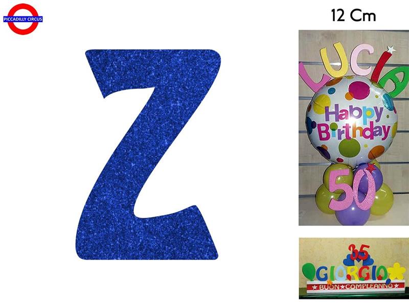 LETTERA Z POLISTIROLO GLITTER BLU CM.12