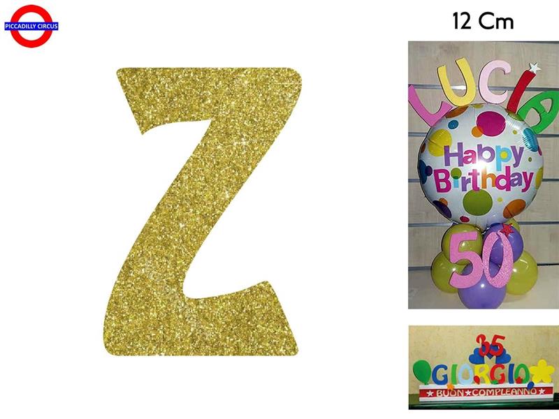 LETTERA Z POLISTIROLO GLITTER ORO CM.12