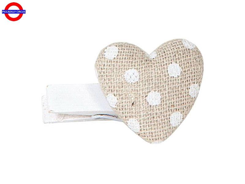 MOLLETTINA CUORE STOFFA NATURALE CON POIS CF.6 PEZZI