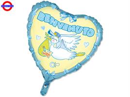 MYLAR NASCITA SUPER SHAPE CUORE BENVENUTO CM.80