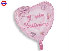 MYLAR BATTESIMO SUPER SHAPE FIOCCO ROSA CM.80