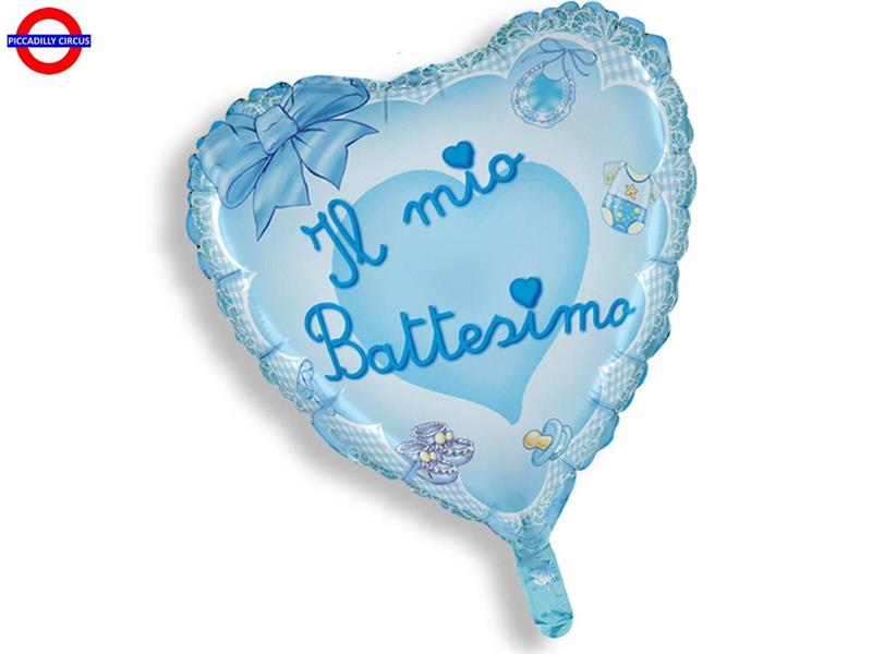 MYLAR BATTESIMO SUPER SHAPE FIOCCO CELESTE CM.80