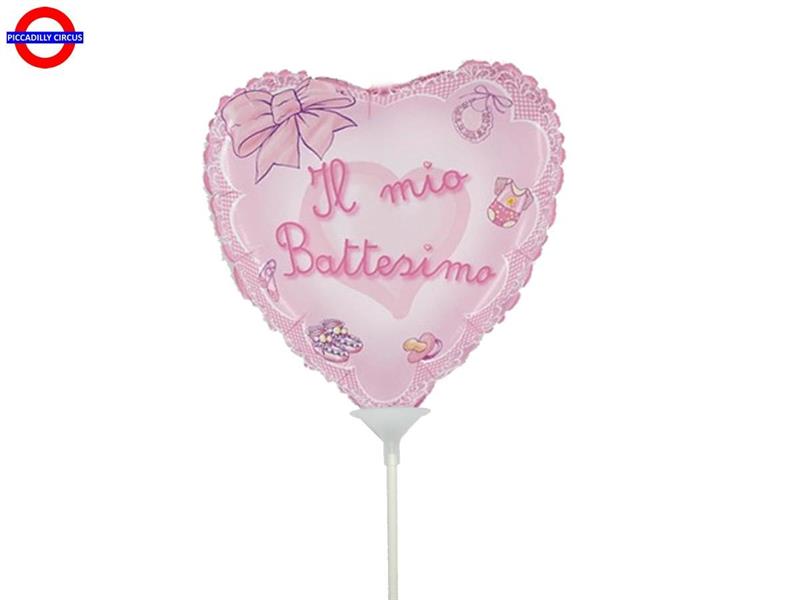 MYLAR BATTESIMO MINI SHAPE FIOCCO ROSA