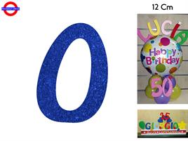 NUMERO 0 POLISTIROLO GLITTER BLU CM.12