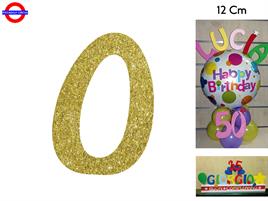 NUMERO 0 POLISTIROLO GLITTER ORO CM.12