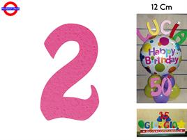 NUMERO 2 POLISTIROLO COLORATO FUXIA CM.12