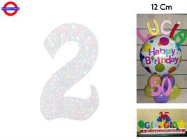 NUMERO 2 POLISTIROLO GLITTER IRIDESCENTE CM.12