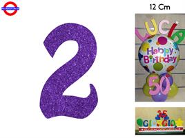 NUMERO 2 POLISTIROLO GLITTER VIOLA CM.12