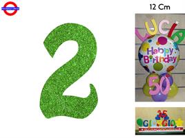 NUMERO 2 POLISTIROLO GLITTER VERDE CM.12