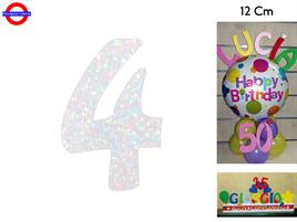 NUMERO 4 POLISTIROLO GLITTER IRIDESCENTE CM.12
