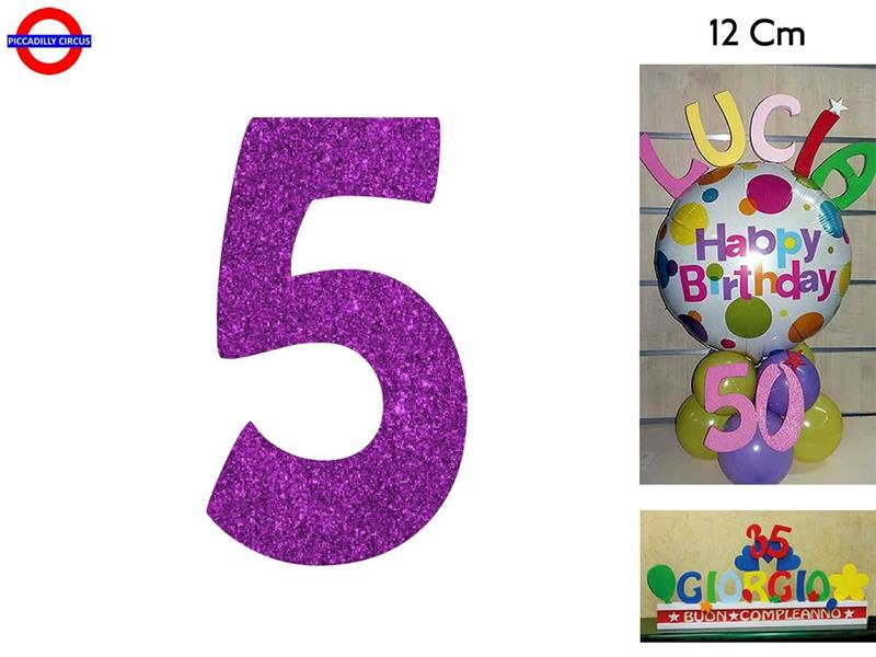 NUMERO 5 POLISTIROLO GLITTER FUXIA CM.12