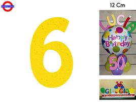 NUMERO 6 POLISTIROLO COLORATO GIALLO CM.12