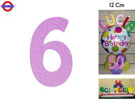 NUMERO 6 POLISTIROLO COLORATO LILLA CM.12