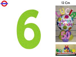 NUMERO 6 POLISTIROLO COLORATO VERDE LIME CM.12