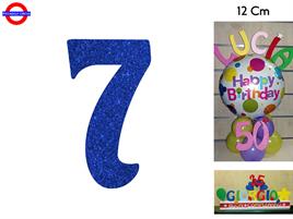 NUMERO 7 POLISTIROLO GLITTER BLU CM.12