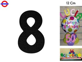 NUMERO 8 POLISTIROLO COLORATO NERO CM.12