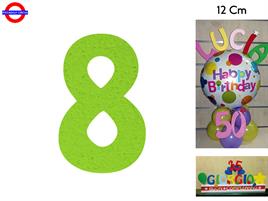 NUMERO 8 POLISTIROLO COLORATO VERDE LIME CM.12