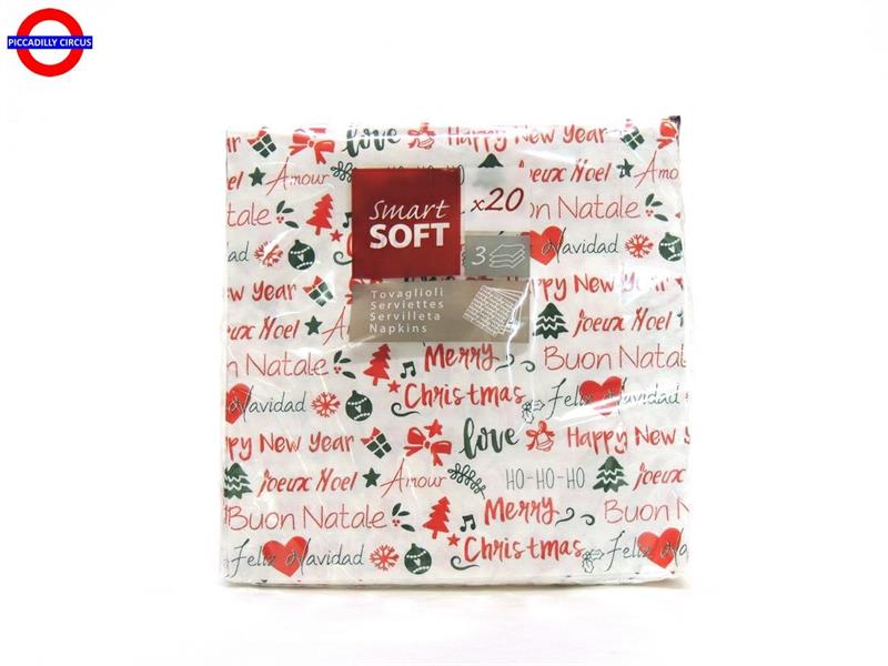 TAVOLA NOEL XMAS 20 TOVAGLIOLI 40X40 3 VELI