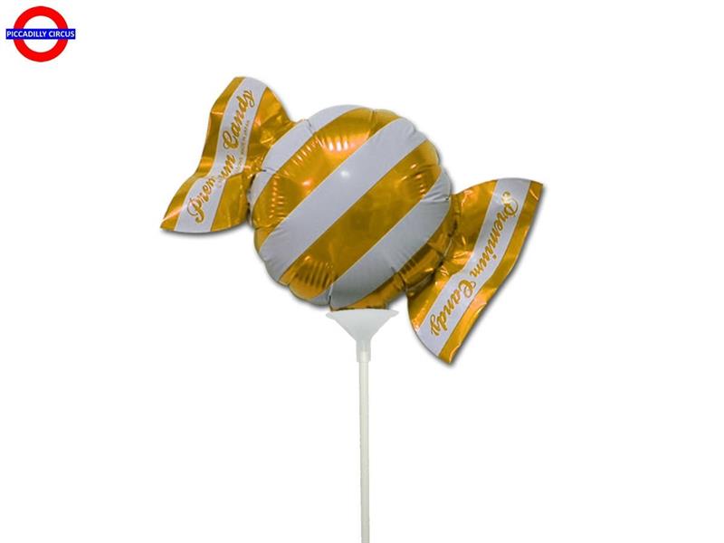 MYLAR CARAMELLA ORO MINI SHAPE CON ASTA