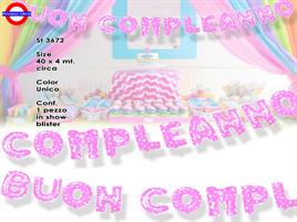 MYLAR BUON COMPLEANNO CM.35 SCRITTA ROSA