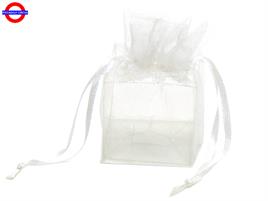 SCATOLINA ACETATATO+ORGANZA cm4X4X4 BIANCO