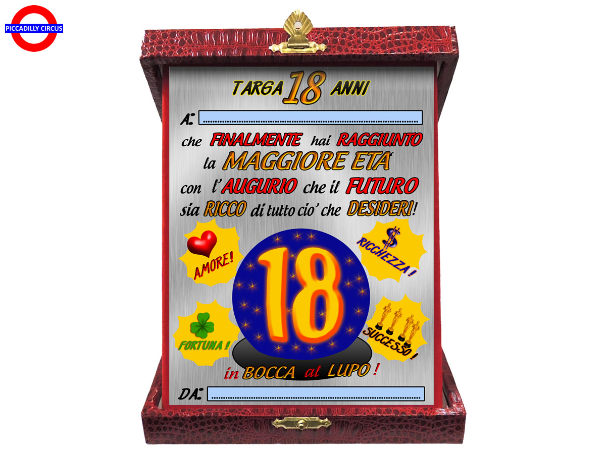 Targa Per Festa di Compleanno, 18 anni e oltre .