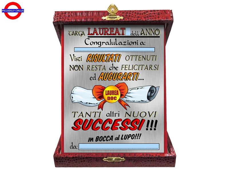 TARGA RETTANGOLARE LAUREA DELL'ANNO