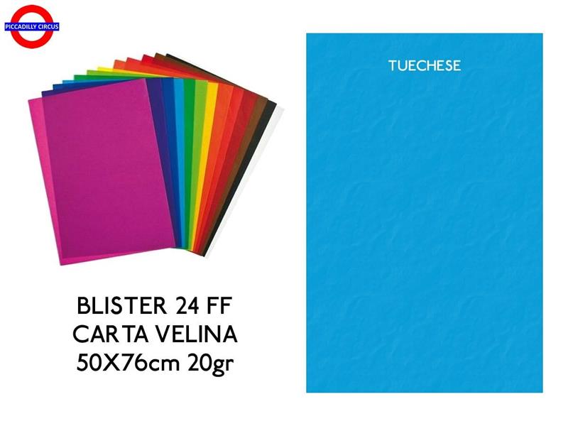 CARTA VELINA 50X76 TURCHESE 20GR BL.24FF