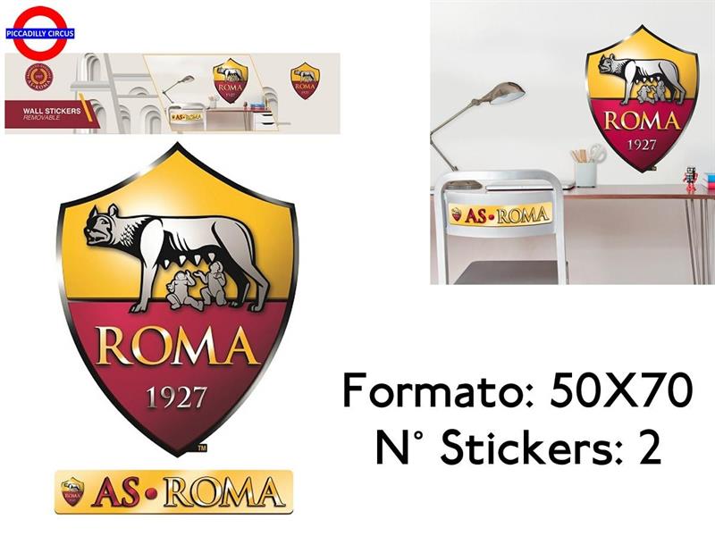 AS ROMA STICKER 50X70 ATTACCA-STACCA 2 PZ
