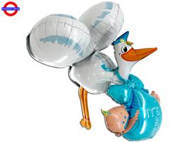 MYLAR NASCITA AIRWALKER CICOGNA CELESTE CON BEBE' CM.157