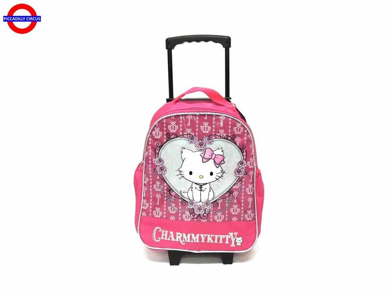 TROLLEY GRANDE CHARMY KITTY ROSA GLITTER CM.44