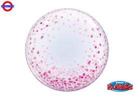 MYLAR DECO DOTS PINK BUBBLES 24