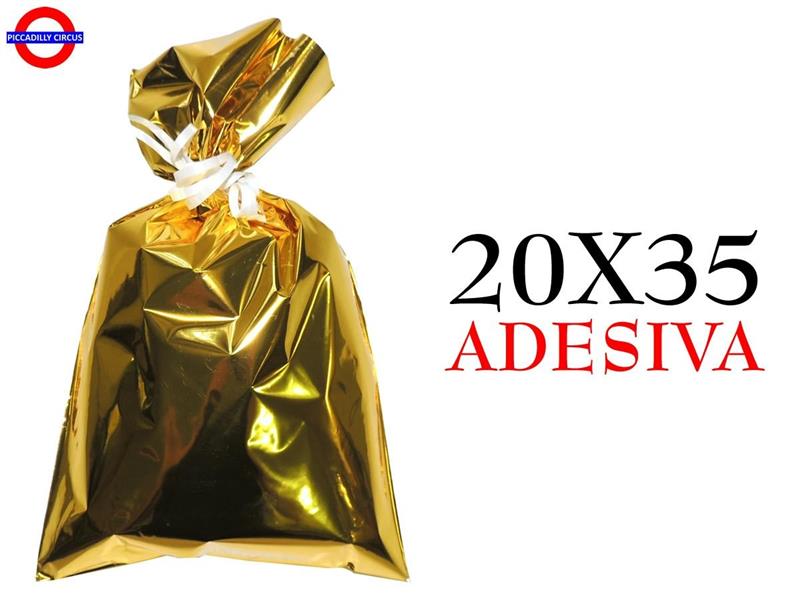 BUSTE POLIPROP.CON PATELLA ADESIVA METAL ORO 20X35