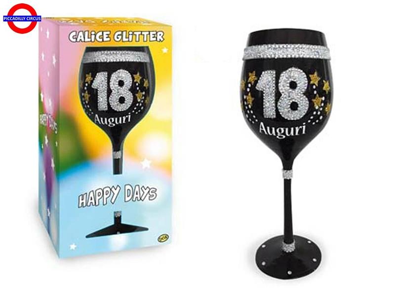 CALICE NERO GLITTER 18 ANNI