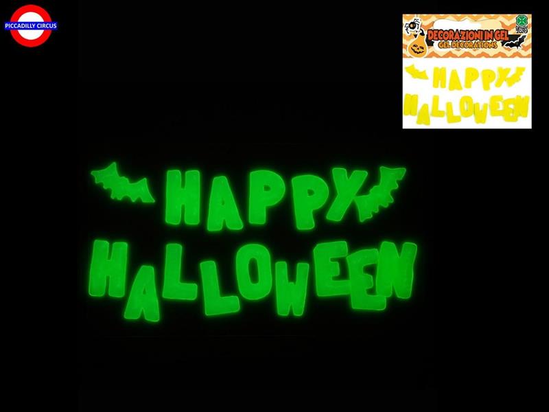 DECORAZIONE VETROFANIA HAPPY HALLOWEEN IN GEL GLOW