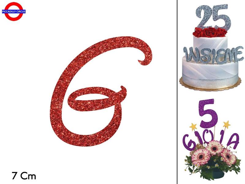  LETTERA G FANTASY GLITTER ROSSO CM.7