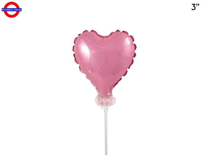 MYLAR CUORE 03 ROSA CON ASTA